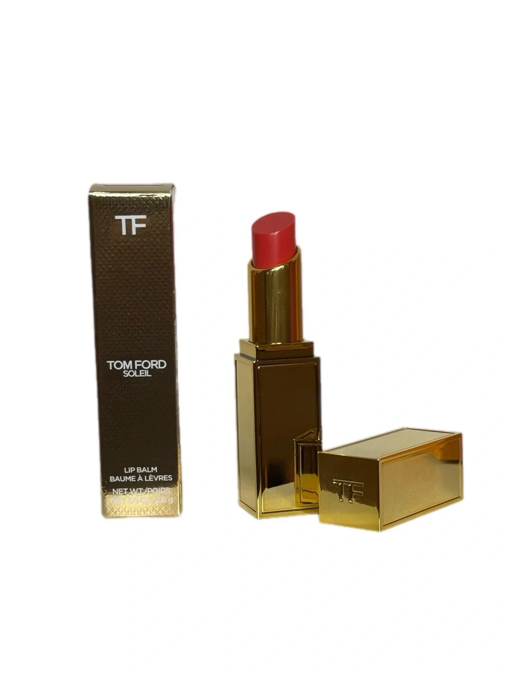 Tom Ford- BNIB Lip Balm & Gloss Soleil - Gold Case with Coral Red Bullet